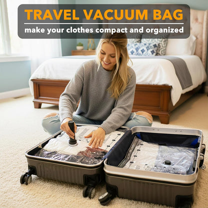 Travel Vacuum Bags for Luggage with Electric Pump, 24 Pack Vacuum Seal Bags for Clothing Travel, Space Saver Compression Bag for Backpack and Suitcase