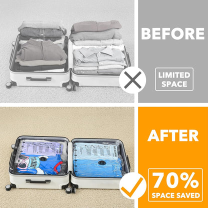 Travel Vacuum Bags for Luggage with Electric Pump, 24 Pack Vacuum Seal Bags for Clothing Travel, Space Saver Compression Bag for Backpack and Suitcase