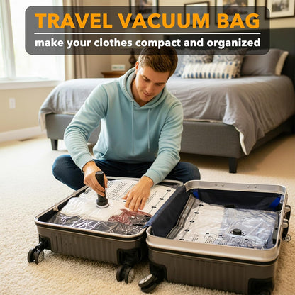 Travel Vacuum Bags for Luggage with Electric Pump, 24 Pack Vacuum Seal Bags for Clothing Travel, Space Saver Compression Bag for Backpack and Suitcase