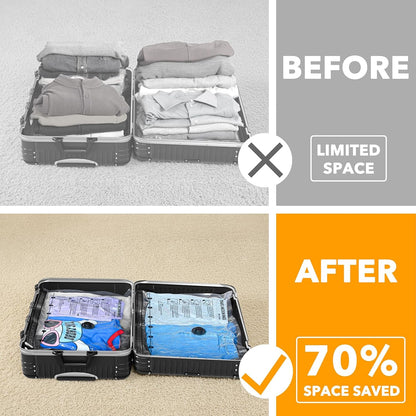 Travel Vacuum Bags for Luggage with Electric Pump, 24 Pack Vacuum Seal Bags for Clothing Travel, Space Saver Compression Bag for Backpack and Suitcase