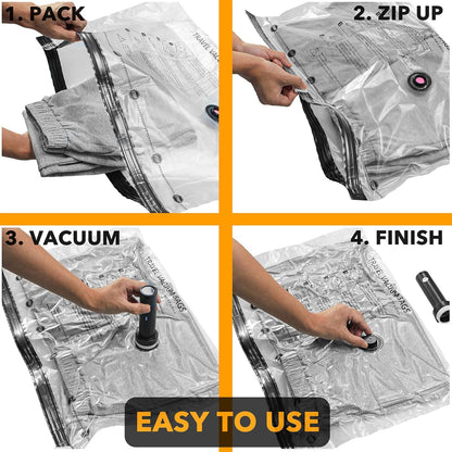 Travel Vacuum Bags for Luggage with Electric Pump, 24 Pack Vacuum Seal Bags for Clothing Travel, Space Saver Compression Bag for Backpack and Suitcase