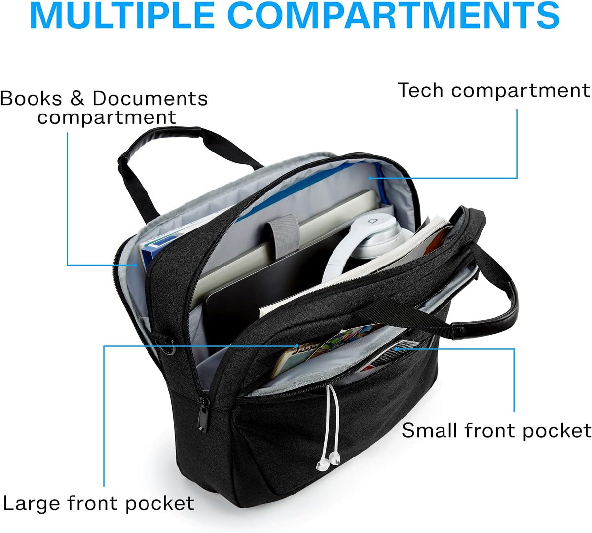 17.3 Inch Laptop Bag Expandable Computer Bag Briefcase, Black | Men Women Laptop Shoulder Bag,Work Bag Business Travel Office
