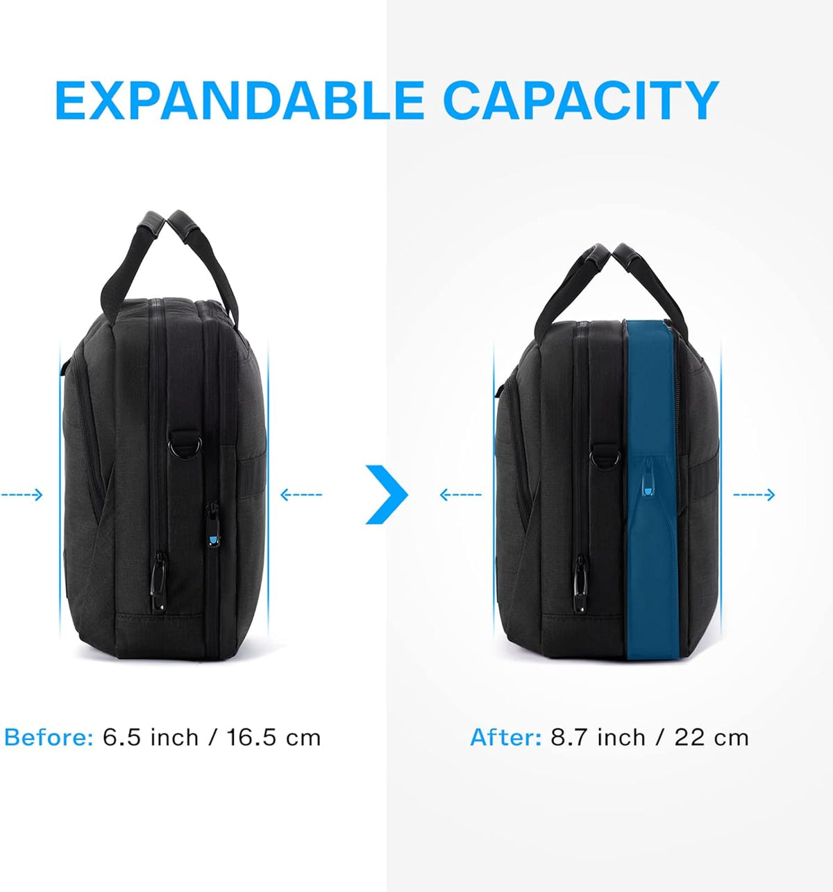 17.3 Inch Laptop Bag Expandable Computer Bag Briefcase, Black | Men Women Laptop Shoulder Bag,Work Bag Business Travel Office