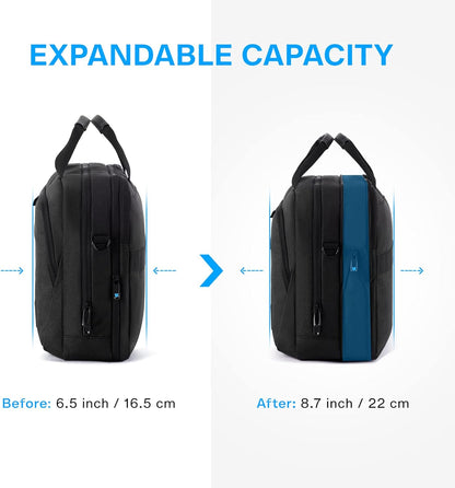 17.3 Inch Laptop Bag Expandable Computer Bag Briefcase, Black | Men Women Laptop Shoulder Bag,Work Bag Business Travel Office