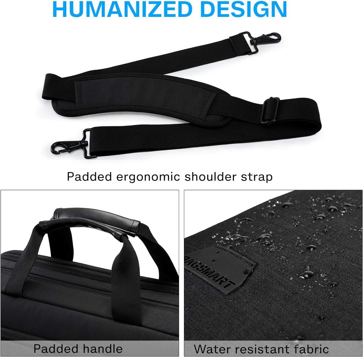 17.3 Inch Laptop Bag Expandable Computer Bag Briefcase, Black | Men Women Laptop Shoulder Bag,Work Bag Business Travel Office