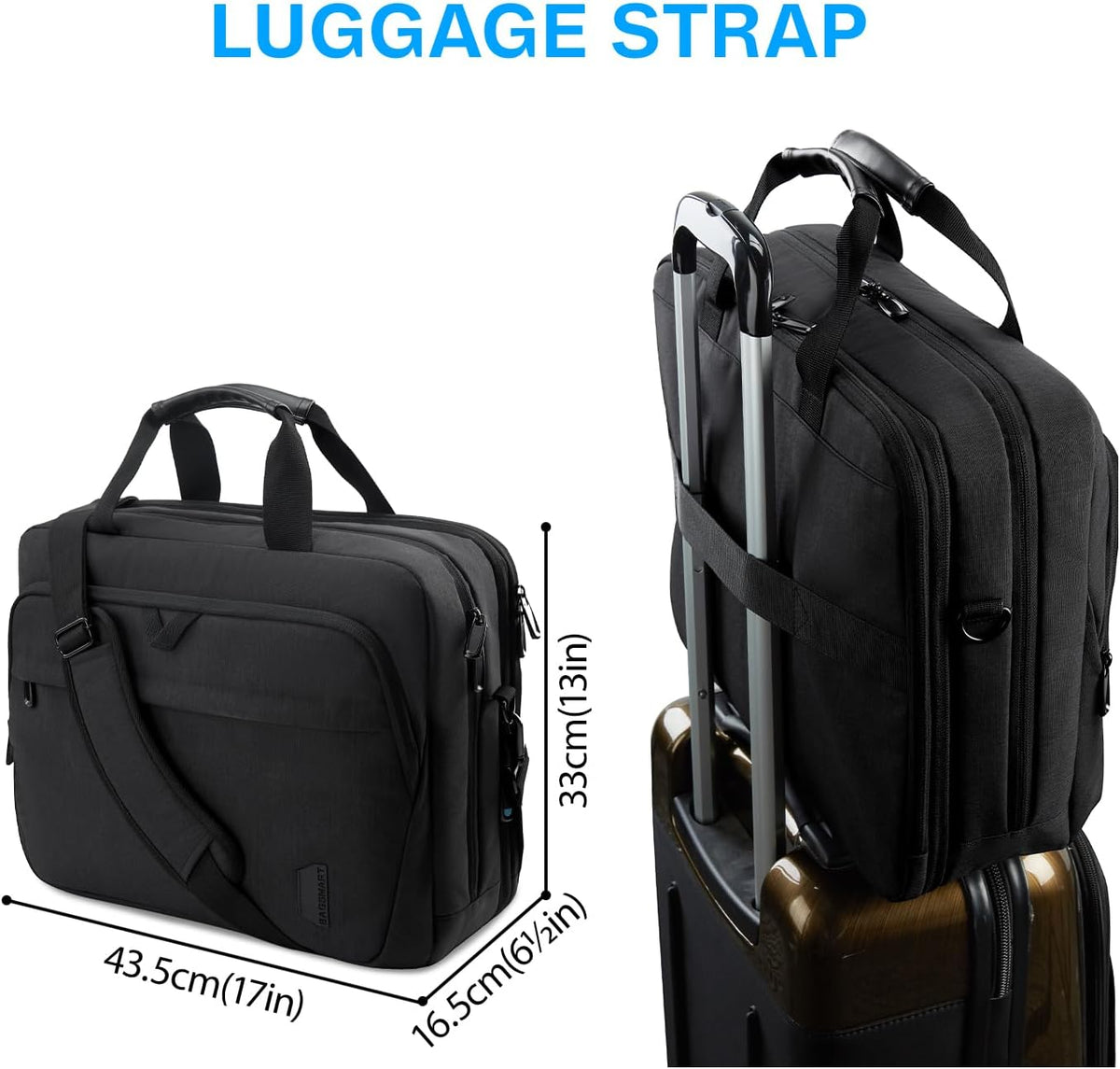 17.3 Inch Laptop Bag Expandable Computer Bag Briefcase, Black | Men Women Laptop Shoulder Bag,Work Bag Business Travel Office