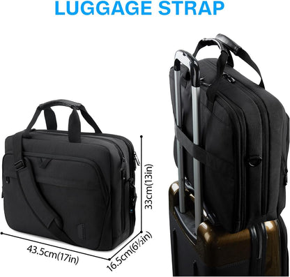 17.3 Inch Laptop Bag Expandable Computer Bag Briefcase, Black | Men Women Laptop Shoulder Bag,Work Bag Business Travel Office