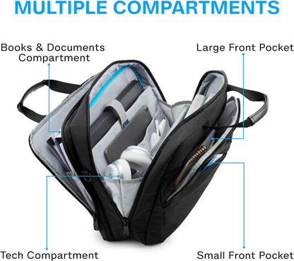17.3 Inch Laptop Bag Expandable Computer Bag Briefcase, Black | Men Women Laptop Shoulder Bag,Work Bag Business Travel Office