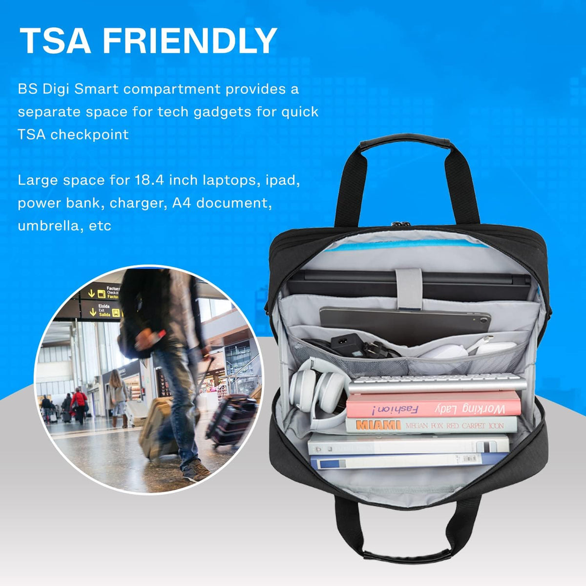 17.3 Inch Laptop Bag Expandable Computer Bag Briefcase, Black | Men Women Laptop Shoulder Bag,Work Bag Business Travel Office