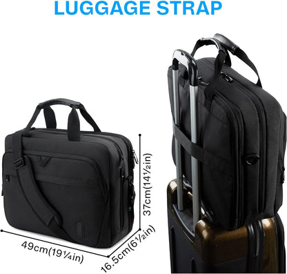 17.3 Inch Laptop Bag Expandable Computer Bag Briefcase, Black | Men Women Laptop Shoulder Bag,Work Bag Business Travel Office