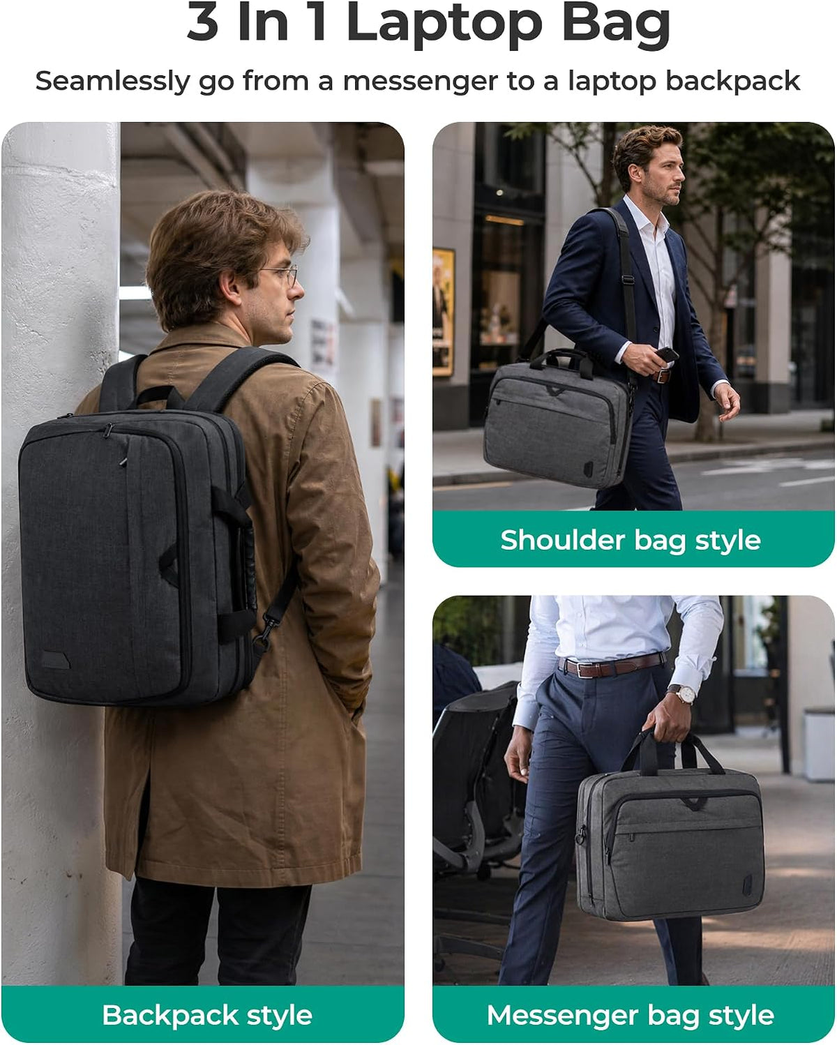 17.3 Inch Laptop Bag Expandable Computer Bag Briefcase, Black | Men Women Laptop Shoulder Bag,Work Bag Business Travel Office
