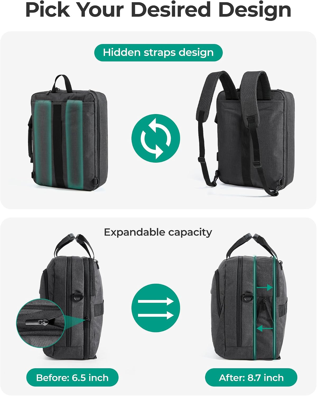 17.3 Inch Laptop Bag Expandable Computer Bag Briefcase, Black | Men Women Laptop Shoulder Bag,Work Bag Business Travel Office