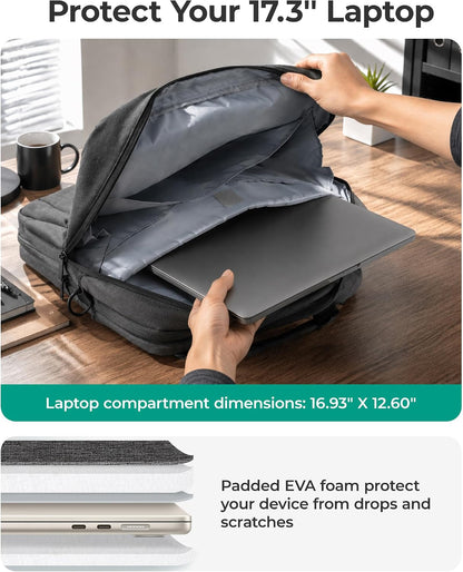 17.3 Inch Laptop Bag Expandable Computer Bag Briefcase, Black | Men Women Laptop Shoulder Bag,Work Bag Business Travel Office