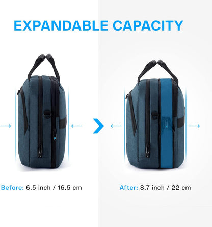 17.3 Inch Laptop Bag Expandable Computer Bag Briefcase, Black | Men Women Laptop Shoulder Bag,Work Bag Business Travel Office