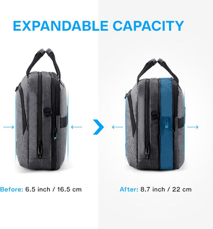 17.3 Inch Laptop Bag Expandable Computer Bag Briefcase, Black | Men Women Laptop Shoulder Bag,Work Bag Business Travel Office