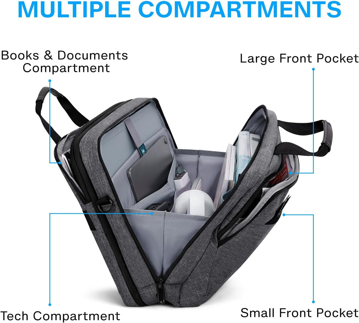 17.3 Inch Laptop Bag Expandable Computer Bag Briefcase, Black | Men Women Laptop Shoulder Bag,Work Bag Business Travel Office