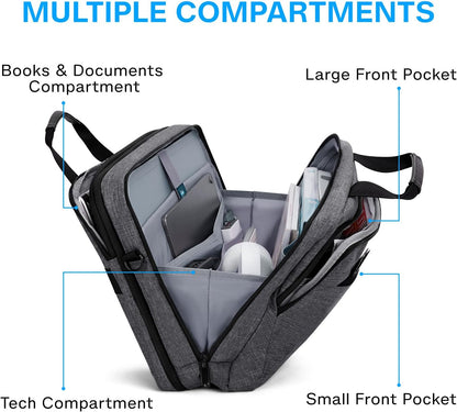 17.3 Inch Laptop Bag Expandable Computer Bag Briefcase, Black | Men Women Laptop Shoulder Bag,Work Bag Business Travel Office