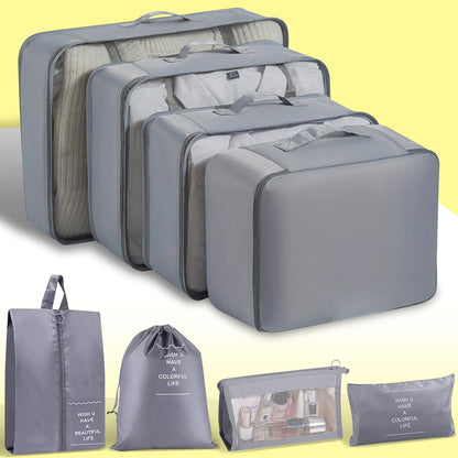 Packing Cubes 8 Set Travel Essentials for Carry on Luggage Organizers Bag Packing Cubes for Suitcases Travel Accessories (Beige)
