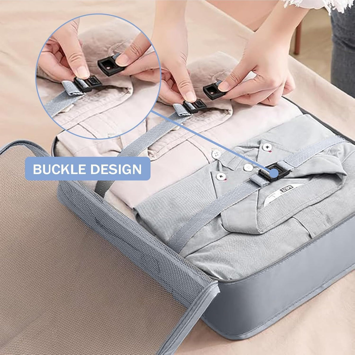 Packing Cubes 8 Set Travel Essentials for Carry on Luggage Organizers Bag Packing Cubes for Suitcases Travel Accessories (Beige)