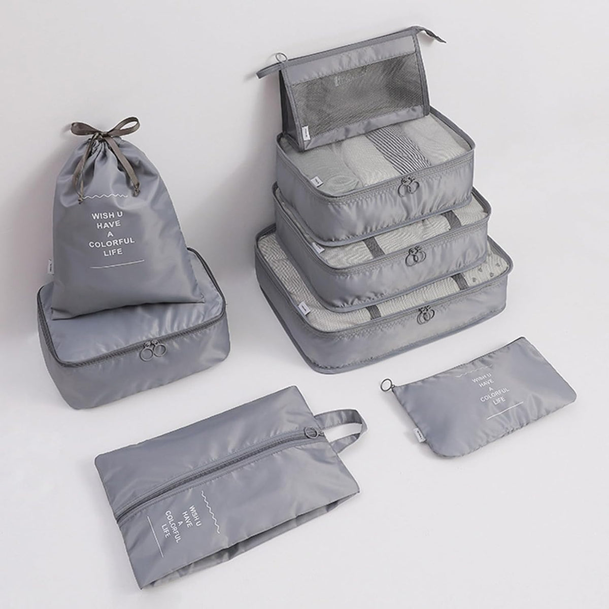 Packing Cubes 8 Set Travel Essentials for Carry on Luggage Organizers Bag Packing Cubes for Suitcases Travel Accessories (Beige)