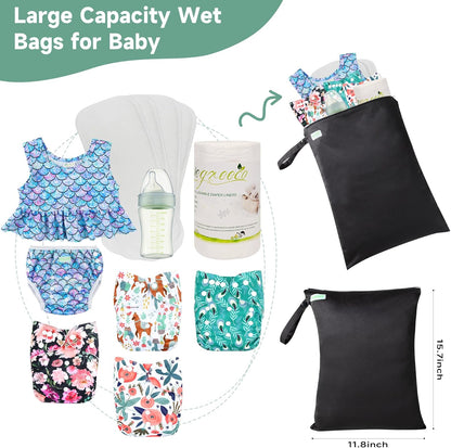 Wet Dry Bag for Baby Swimsuit, Small Wet Dry Bag for Clothes Diaper and Breast Pump Parts, Large Baby bag for Travel,Gym Clothes,Beach,Pool,Extra Clothes (Checkerboard,3 Pack)