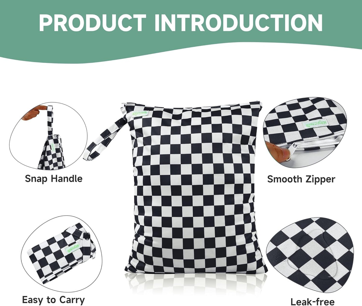 Wet Dry Bag for Baby Swimsuit, Small Wet Dry Bag for Clothes Diaper and Breast Pump Parts, Large Baby bag for Travel,Gym Clothes,Beach,Pool,Extra Clothes (Checkerboard,3 Pack)