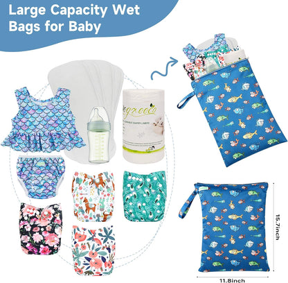 Wet Dry Bag for Baby Swimsuit, Small Wet Dry Bag for Clothes Diaper and Breast Pump Parts, Large Baby bag for Travel,Gym Clothes,Beach,Pool,Extra Clothes (Checkerboard,3 Pack)