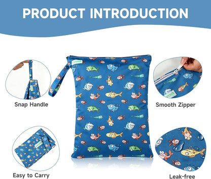 Wet Dry Bag for Baby Swimsuit, Small Wet Dry Bag for Clothes Diaper and Breast Pump Parts, Large Baby bag for Travel,Gym Clothes,Beach,Pool,Extra Clothes (Checkerboard,3 Pack)