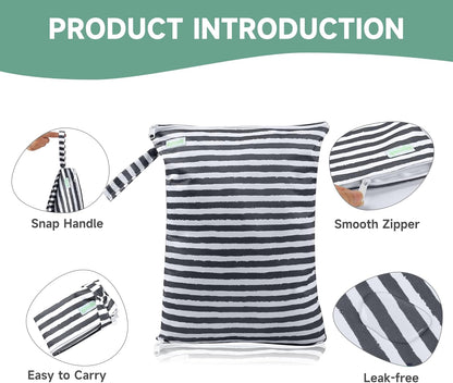 Wet Dry Bag for Baby Swimsuit, Small Wet Dry Bag for Clothes Diaper and Breast Pump Parts, Large Baby bag for Travel,Gym Clothes,Beach,Pool,Extra Clothes (Checkerboard,3 Pack)