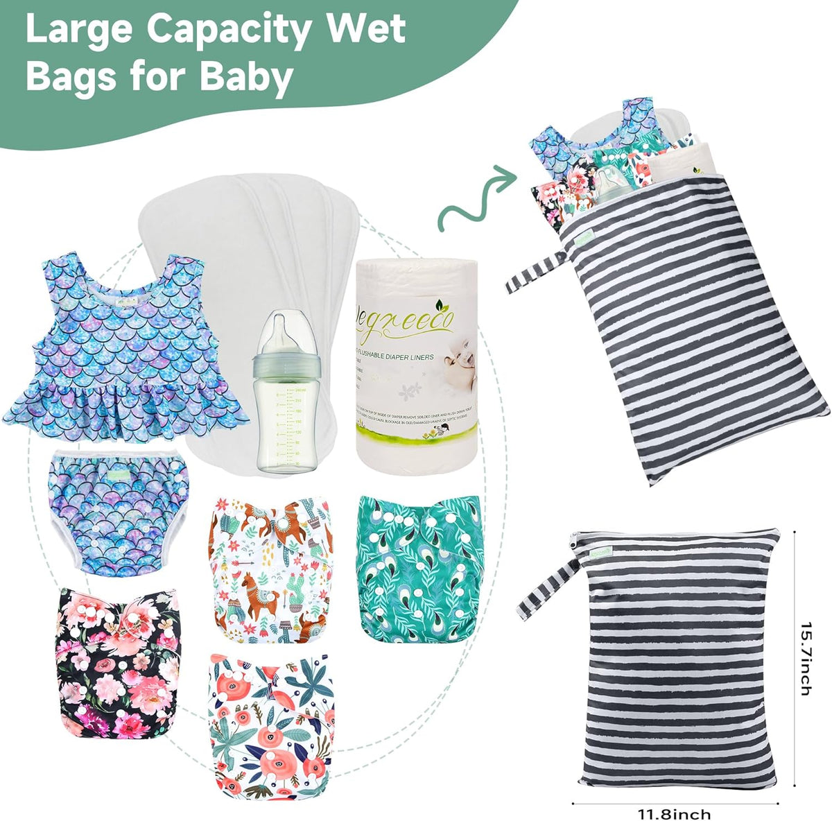 Wet Dry Bag for Baby Swimsuit, Small Wet Dry Bag for Clothes Diaper and Breast Pump Parts, Large Baby bag for Travel,Gym Clothes,Beach,Pool,Extra Clothes (Checkerboard,3 Pack)
