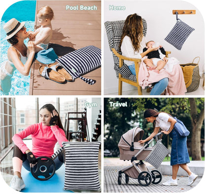 Wet Dry Bag for Baby Swimsuit, Small Wet Dry Bag for Clothes Diaper and Breast Pump Parts, Large Baby bag for Travel,Gym Clothes,Beach,Pool,Extra Clothes (Checkerboard,3 Pack)