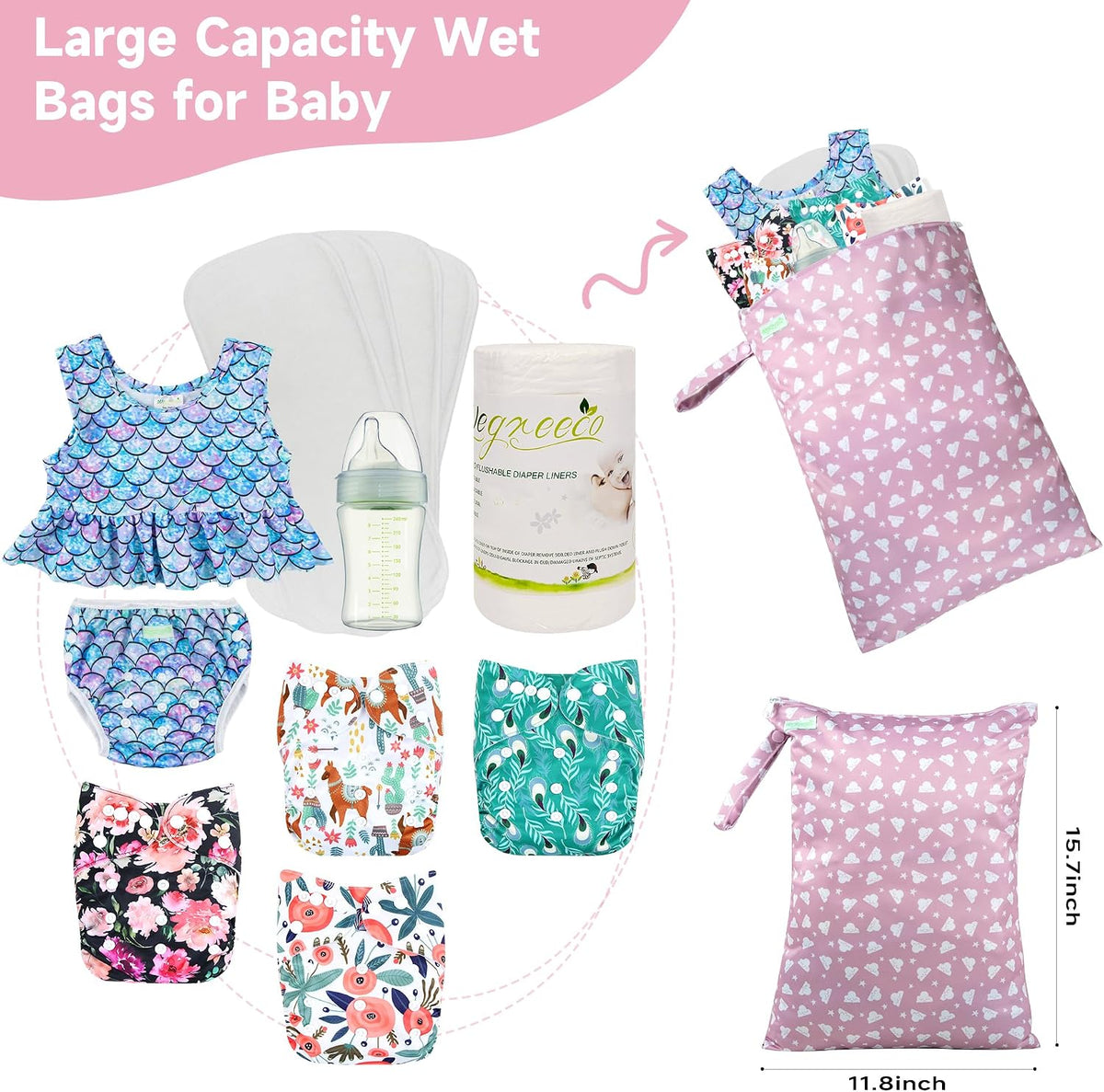 Wet Dry Bag for Baby Swimsuit, Small Wet Dry Bag for Clothes Diaper and Breast Pump Parts, Large Baby bag for Travel,Gym Clothes,Beach,Pool,Extra Clothes (Checkerboard,3 Pack)