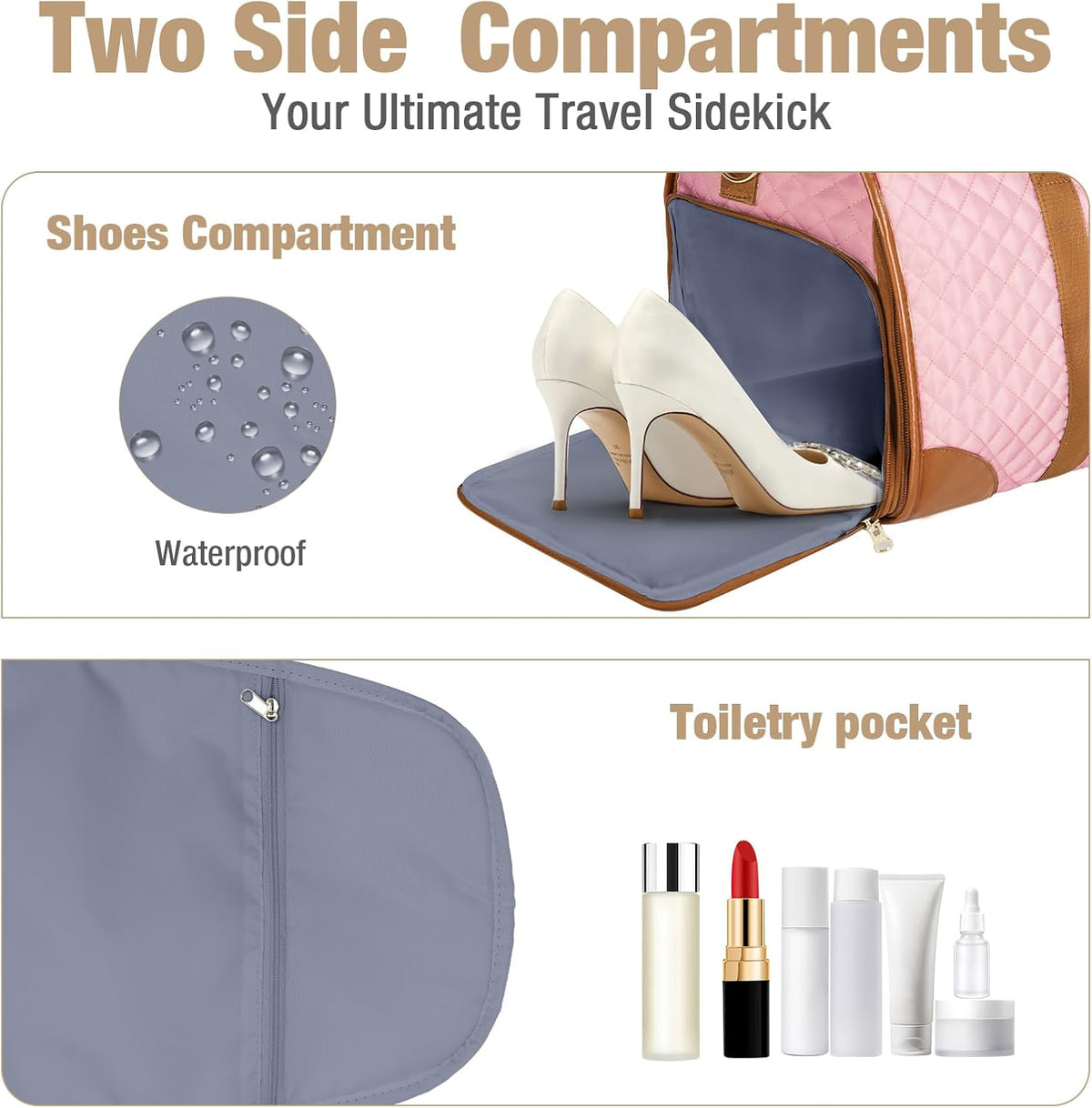 Convertible Garment Duffel Bags for Travel, Carry On Garment Bag with Shoe Compartment, 3 in 1 Foldable Suit Duffle Bag for Women, Jenni Bag for Hanging Clothes, Pink (1Pcs Set)
