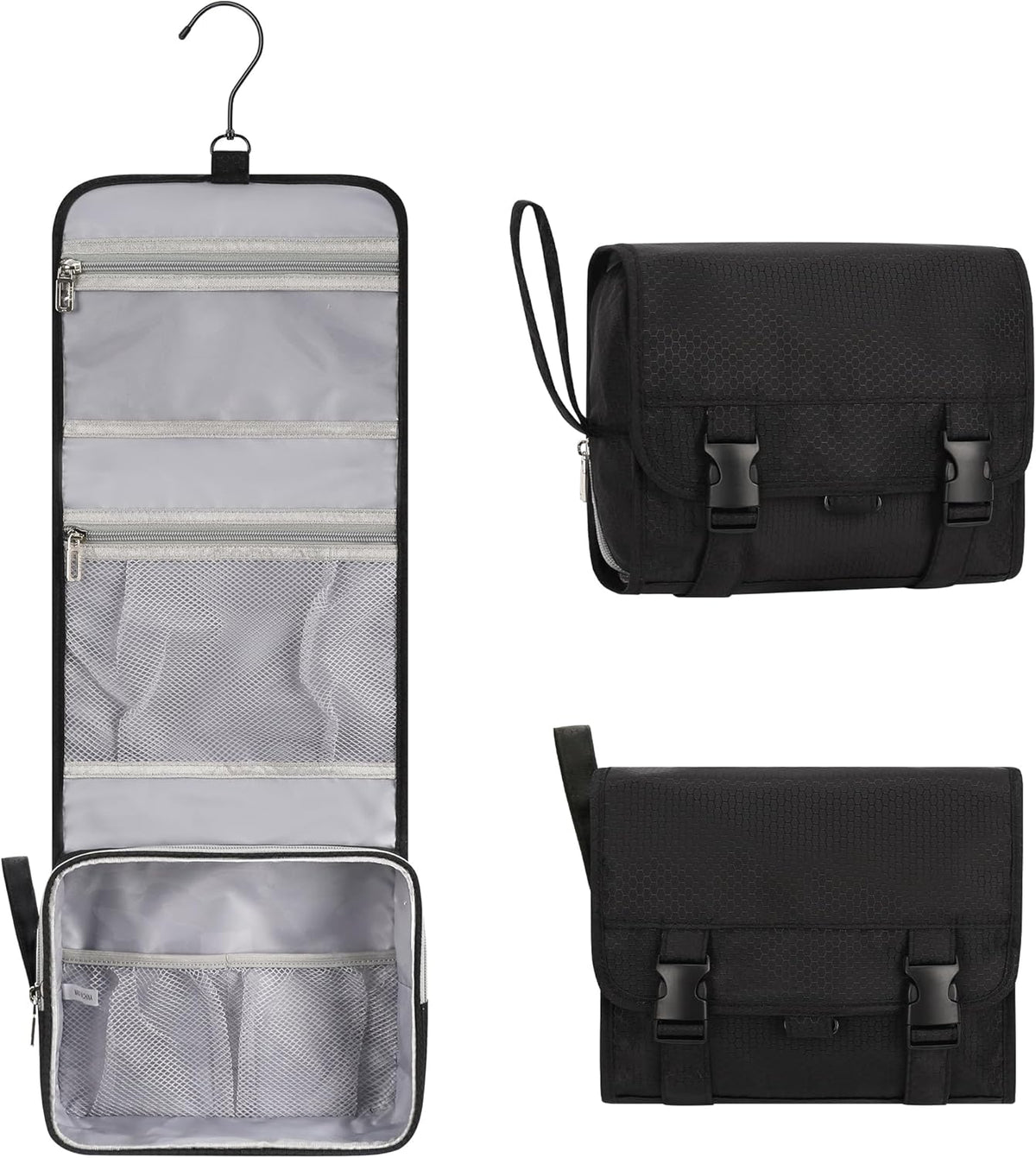 Travel Hanging Toiletry Bag for Men Women Travel Kit Shaving Bag Waterproof Large Makeup Bag Wash Bag Makeup Organizer Cosmetic Case for Bathroom Shower Black