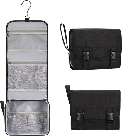 Travel Hanging Toiletry Bag for Men Women Travel Kit Shaving Bag Waterproof Large Makeup Bag Wash Bag Makeup Organizer Cosmetic Case for Bathroom Shower Black
