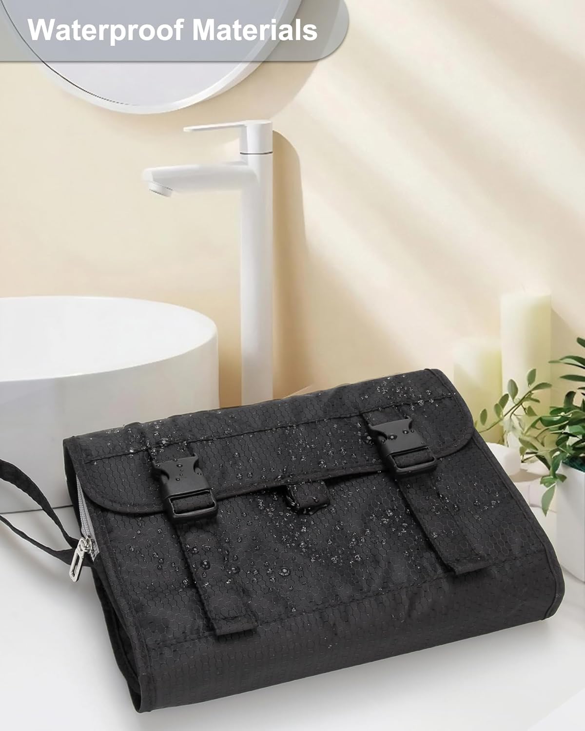 Travel Hanging Toiletry Bag for Men Women Travel Kit Shaving Bag Waterproof Large Makeup Bag Wash Bag Makeup Organizer Cosmetic Case for Bathroom Shower Black
