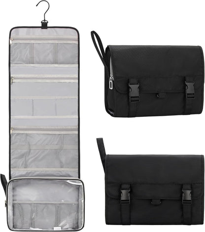Travel Hanging Toiletry Bag for Men Women Travel Kit Shaving Bag Waterproof Large Makeup Bag Wash Bag Makeup Organizer Cosmetic Case for Bathroom Shower Black