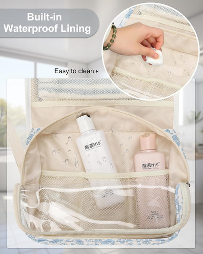 Travel Hanging Toiletry Bag for Men Women Travel Kit Shaving Bag Waterproof Large Makeup Bag Wash Bag Makeup Organizer Cosmetic Case for Bathroom Shower Black