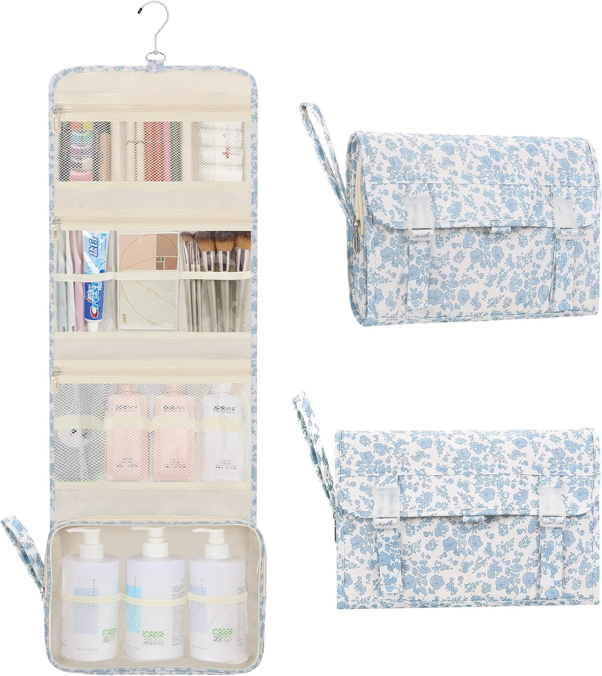 Travel Hanging Toiletry Bag for Men Women Travel Kit Shaving Bag Waterproof Large Makeup Bag Wash Bag Makeup Organizer Cosmetic Case for Bathroom Shower Black