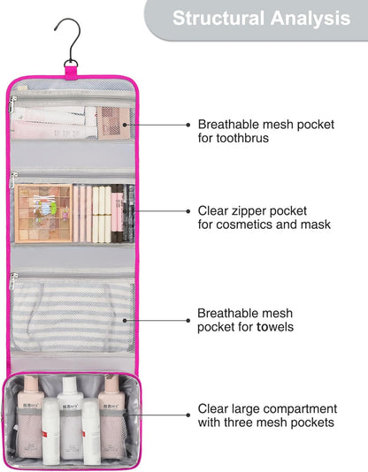 Travel Hanging Toiletry Bag for Men Women Travel Kit Shaving Bag Waterproof Large Makeup Bag Wash Bag Makeup Organizer Cosmetic Case for Bathroom Shower Black