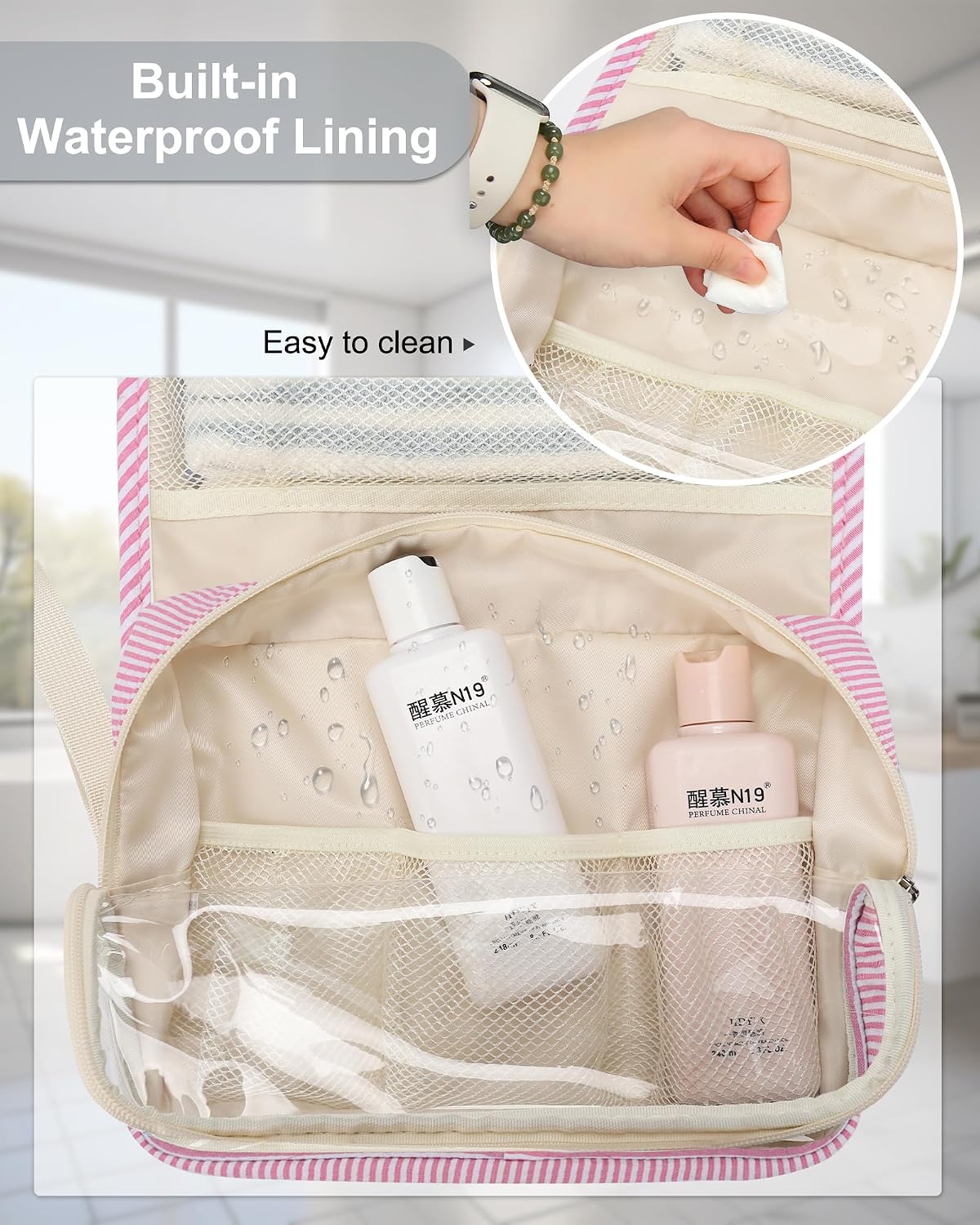Travel Hanging Toiletry Bag for Men Women Travel Kit Shaving Bag Waterproof Large Makeup Bag Wash Bag Makeup Organizer Cosmetic Case for Bathroom Shower Black