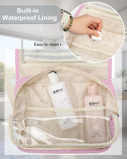 Travel Hanging Toiletry Bag for Men Women Travel Kit Shaving Bag Waterproof Large Makeup Bag Wash Bag Makeup Organizer Cosmetic Case for Bathroom Shower Black