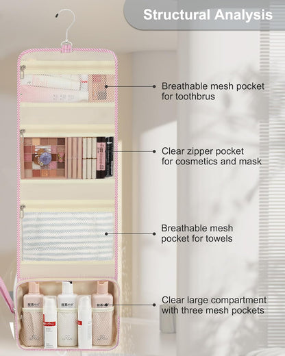 Travel Hanging Toiletry Bag for Men Women Travel Kit Shaving Bag Waterproof Large Makeup Bag Wash Bag Makeup Organizer Cosmetic Case for Bathroom Shower Black