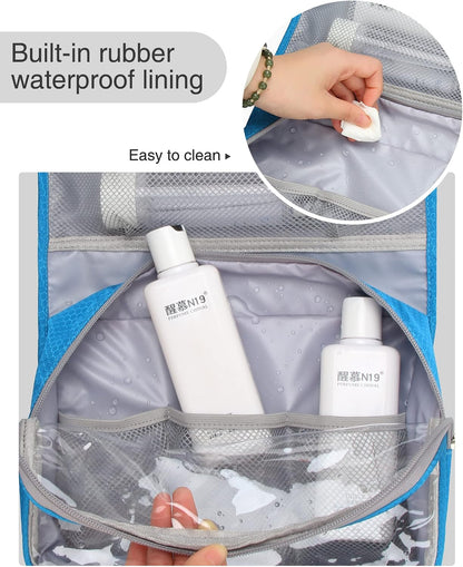 Travel Hanging Toiletry Bag for Men Women Travel Kit Shaving Bag Waterproof Large Makeup Bag Wash Bag Makeup Organizer Cosmetic Case for Bathroom Shower Black