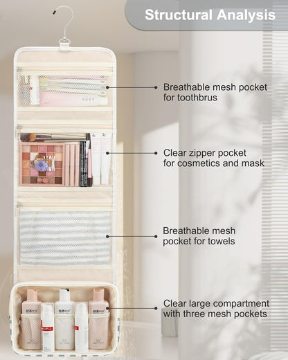 Travel Hanging Toiletry Bag for Men Women Travel Kit Shaving Bag Waterproof Large Makeup Bag Wash Bag Makeup Organizer Cosmetic Case for Bathroom Shower Black