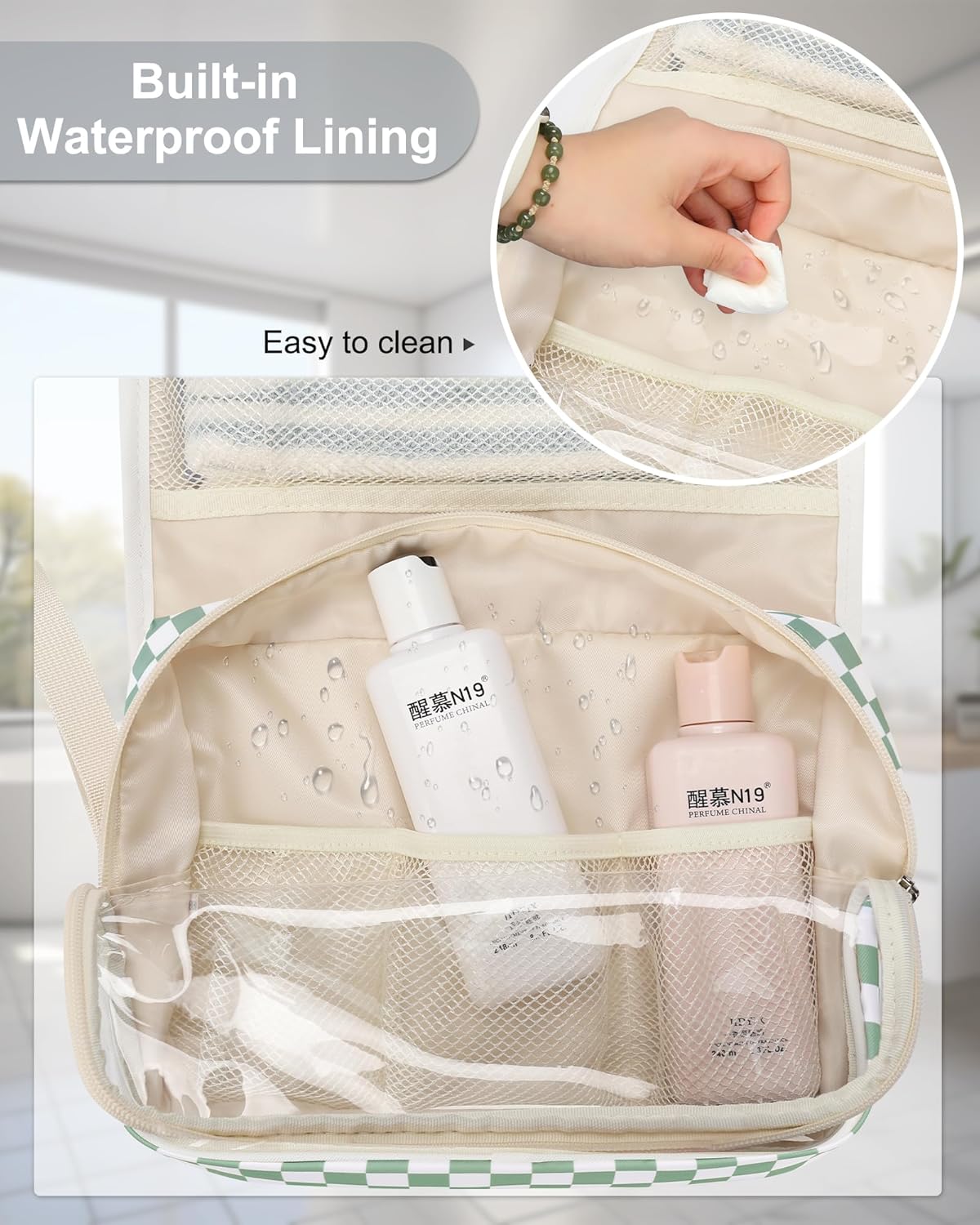 Travel Hanging Toiletry Bag for Men Women Travel Kit Shaving Bag Waterproof Large Makeup Bag Wash Bag Makeup Organizer Cosmetic Case for Bathroom Shower Black