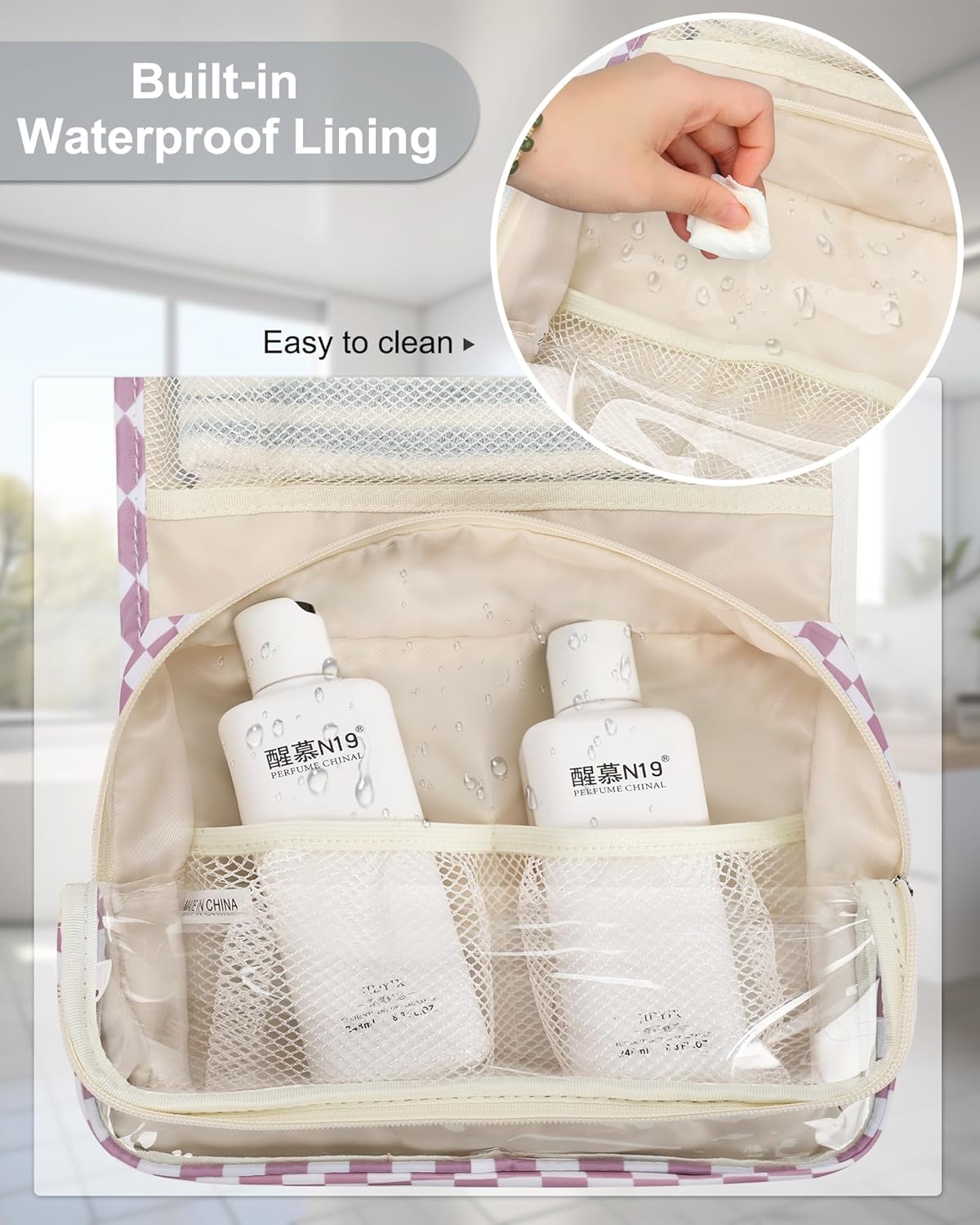 Travel Hanging Toiletry Bag for Men Women Travel Kit Shaving Bag Waterproof Large Makeup Bag Wash Bag Makeup Organizer Cosmetic Case for Bathroom Shower Black