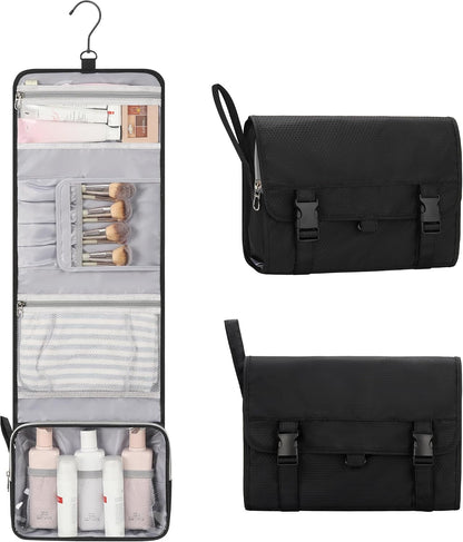 Travel Hanging Toiletry Bag for Men Women Travel Kit Shaving Bag Waterproof Large Makeup Bag Wash Bag Makeup Organizer Cosmetic Case for Bathroom Shower Black