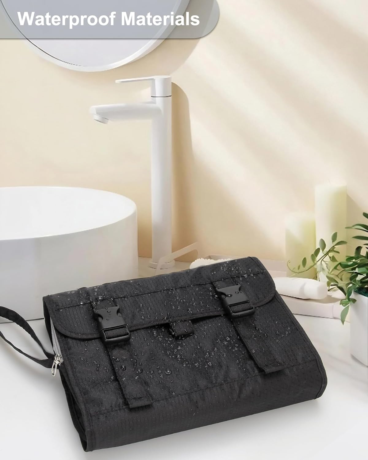 Travel Hanging Toiletry Bag for Men Women Travel Kit Shaving Bag Waterproof Large Makeup Bag Wash Bag Makeup Organizer Cosmetic Case for Bathroom Shower Black
