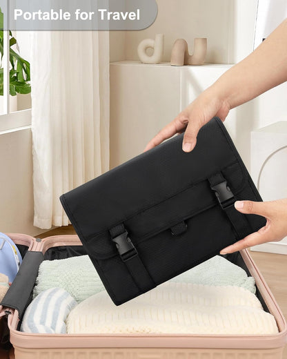 Travel Hanging Toiletry Bag for Men Women Travel Kit Shaving Bag Waterproof Large Makeup Bag Wash Bag Makeup Organizer Cosmetic Case for Bathroom Shower Black